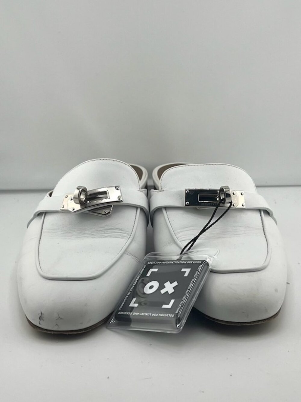 Hermès Oz Leather Slip‑On Mules White